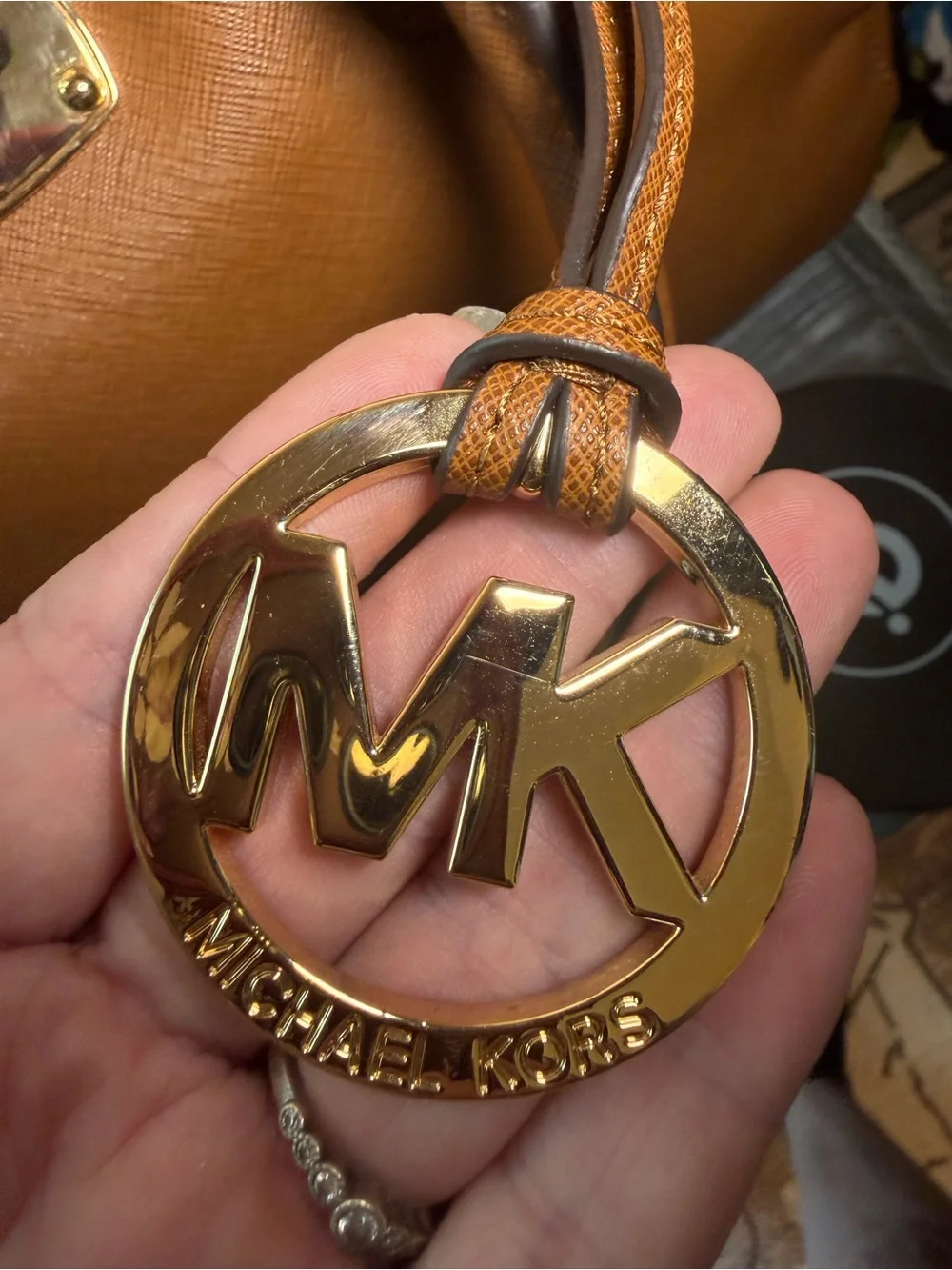Michael Kors Tan Saffiano Leather Satchel with Gold Hardware
